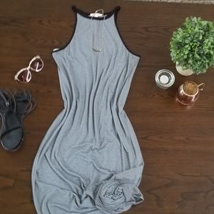 long dress with black and white stripes